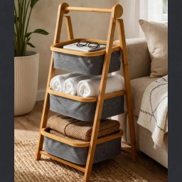 ستاند حمام خشب 3 طابق 3-tier wooden bathroom stand