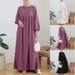 فستان قطني ماكسي أنيق بتصميم فضفاض Hijab Dress