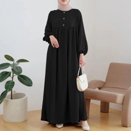 فستان قطني ماكسي أنيق بتصميم فضفاض Hijab Dress