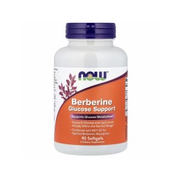 كبسولات البربرين لتعزبز الجلوكوز 90 كبسولة هلامية NOW, Berberine Glucose Support, With MCT Oil, 90 Softgels