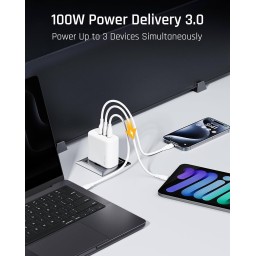 شاحن VOLTME بمنفذ USB-C وقوة 100 واط، مزود بـ 3 منافذ بتقنية GaN ويدعم الشحن السريع PD 3.0 VOLTME USB C Charger 100W, 3 GaN Ports, PD 3.0 Fast Charger