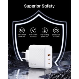 شاحن VOLTME بمنفذ USB-C وقوة 100 واط، مزود بـ 3 منافذ بتقنية GaN ويدعم الشحن السريع PD 3.0 VOLTME USB C Charger 100W, 3 GaN Ports, PD 3.0 Fast Charger