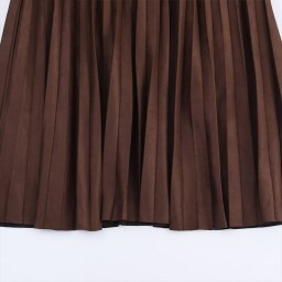 تنورة بليسيه شامواه أنيقة مع حزام Pleated Suede skirt