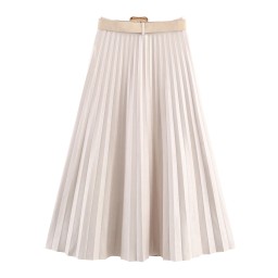 تنورة بليسيه شامواه أنيقة مع حزام Pleated Suede skirt