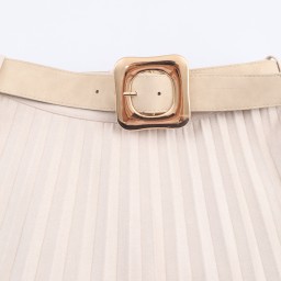 تنورة بليسيه شامواه أنيقة مع حزام Pleated Suede skirt