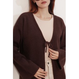 كارديجان نسائي تريكو فضفاض 15972 - بني Women's Oversize Knit Cardigan 15972 - Brown