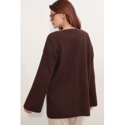 كارديجان نسائي تريكو فضفاض 15972 - بني Women's Oversize Knit Cardigan 15972 - Brown