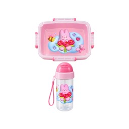 حقيبة مدرسية مع هدية لانش بوكس ومطارة School bag with a free lunch box and water bottle.