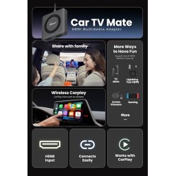 جهاز OTTOCAST Autocast Car TV Mate Pro TV Mate مزود بمخرج HDMI للتوصيل بأجهزة التلفزيون اللاسلكية. OTTOCAST Autocast Car TV Mate Pro TV Mate HDMI Output Connects to TV Sticks, Screen Casters, DVDs, etc., Wireless, CarPlay