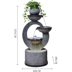 نافورة مياه داخلية مودرن مصنوعة من الريزين بتأثير الحجر الرمادي freestanding gray stone