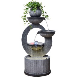 نافورة مياه داخلية مودرن مصنوعة من الريزين بتأثير الحجر الرمادي freestanding gray stone