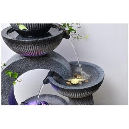 نافورة مياه داخلية مودرن مصنوعة من الريزين بتأثير الحجر الرمادي freestanding gray stone