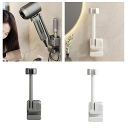 حامل مجفف شعر جداري متعدد الوظائف 3 في 1 3-in-1 Hands-Free Wall Mount Hair Dryer Holder Stand