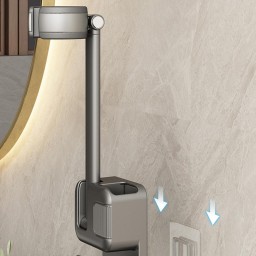 حامل مجفف شعر جداري متعدد الوظائف 3 في 1 3-in-1 Hands-Free Wall Mount Hair Dryer Holder Stand