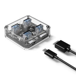 موزع منافذ أوريكو شفاف 4 منافذ USB 3.0 بجسم شفّاف ORICO Clear Transparent 4-Port USB 3.0 Hub (MH4UC-U3)