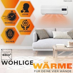 مروحة تدفئة جدارية ProfiCare PC-HL 3116, a wall-mounted ceramic fan heater