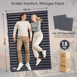 دوشك نفخ لمرتبة النوم المزدوجة للتخييم و سفر Hikenture Double Sleeping Pad