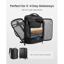 تومتوك - حقيبة ظهر لابتوب للسفر Navigator-T66 مقاس 17 انج وسعة 40 لتر - اسود Tomtoc Navigator-T66 Travel Laptop Backpack 17 Inch/40L Black