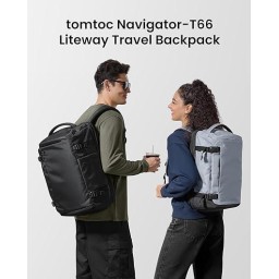 تومتوك - حقيبة ظهر لابتوب للسفر Navigator-T66 مقاس 17 انج وسعة 40 لتر - اسود Tomtoc Navigator-T66 Travel Laptop Backpack 17 Inch/40L Black