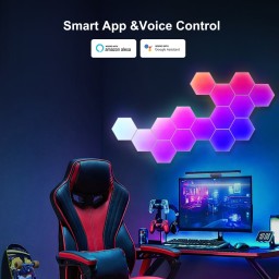 طقم إضاءة جدارية سداسية ذكية RGBIC لسيت اب القيمنق (15 قطعة) Smart Hexagon RGBIC LED Gaming Wall Lights - 15 Pack