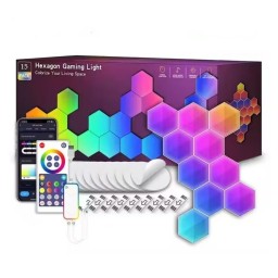 طقم إضاءة جدارية سداسية ذكية RGBIC لسيت اب القيمنق (15 قطعة) Smart Hexagon RGBIC LED Gaming Wall Lights - 15 Pack