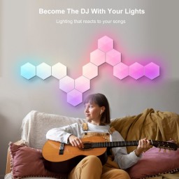 طقم إضاءة جدارية سداسية ذكية RGBIC لسيت اب القيمنق (15 قطعة) Smart Hexagon RGBIC LED Gaming Wall Lights - 15 Pack