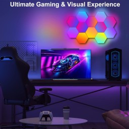 طقم إضاءة جدارية سداسية ذكية RGBIC لسيت اب القيمنق (15 قطعة) Smart Hexagon RGBIC LED Gaming Wall Lights - 15 Pack