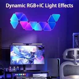 طقم إضاءة جدارية مثلثة ذكية RGBIC لسيت اب القيمنق وصناع المحتوى (10 قطع) Smart LED Triangular Honeycomb Panel Light - 10 Pieces Pack