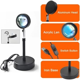 مصباح إسقاط ضوء الغروب الذكي بروجكتر RGB ملون (Sunset Lamp) Smart RGB Sunset Projection Lamp with App & Remote Control