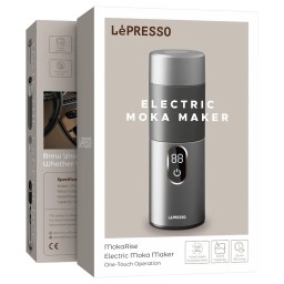 ماكينة موكا كهربائية ليبريسو موكا رايز بلمسة واحدة - فضي Lepresso MokaRise Electric Moka Maker with One-Touch Operation - Silver