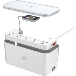 سيار كهرباء + شاحن وايرليس بقدرة 15 واط من لدنيو LDNIO 15W Wireless Charger + Power Strip Box