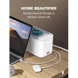 سيار كهرباء + شاحن وايرليس بقدرة 15 واط من لدنيو LDNIO 15W Wireless Charger + Power Strip Box