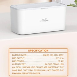 سيار كهرباء + شاحن وايرليس بقدرة 15 واط من لدنيو LDNIO 15W Wireless Charger + Power Strip Box