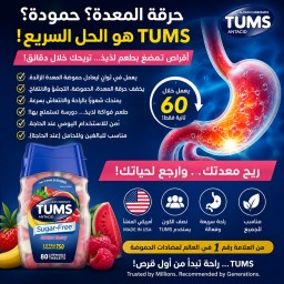 TUMS مضاد الحموضة خالي من السكر – نكهة البطيخ والتوت، 80 قرص TUMS Antacid Chewable Tablets, Sugar Free, Melon Berry, 80 Count