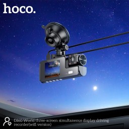 كاميرا داش كام Hoco DI60 بـ 3 كاميرات ضمان سنتين Hoco DI60 3-Channel Dash Cam – 3 Cameras – 2-Year Warranty