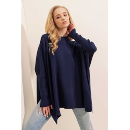 كنزة صوفية نسائية واسعة ذات فتحة جانبية Women’s Oversize Side-Slit Poncho Knit Sweater