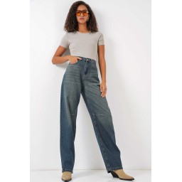 بنطلون جينز نسائي باغي عالي الخصر Women’s High-Waist Baggy Jeans