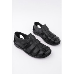 صندل Muggo Edinburg رجالي جلدي مريح طبي يومي - أسود Muggo Edinburg Men's Genuine Leather Orthopedic Daily Comfort Sandals - Black