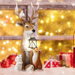 تمثال على شكل غزال وثعلب وحيوانات الغابة FUFRE Christmas Deer Ornament