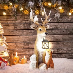 تمثال على شكل غزال وثعلب وحيوانات الغابة FUFRE Christmas Deer Ornament