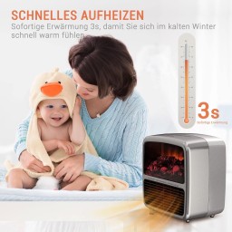 جهاز تدفئة محمول ومدمج يجمع بين الأداء العملي والتصميم الجمالي الكلاسيكي (Retro) 3D log fire and flame effect