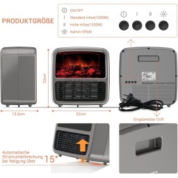 جهاز تدفئة محمول ومدمج يجمع بين الأداء العملي والتصميم الجمالي الكلاسيكي (Retro) 3D log fire and flame effect