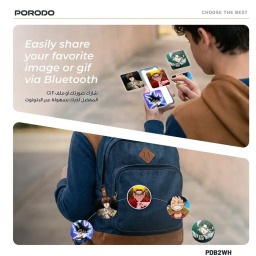 شارة روبو تاج بادج ماجيك برو من بورودو بشاشة دائرية 1.85 بوصة - أبيض Porodo Robo Tag Badge Magic Pro 1.85" Circular HD Screen - White