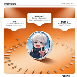 شارة روبو تاج بادج ماجيك برو من بورودو بشاشة دائرية 1.85 بوصة - أبيض Porodo Robo Tag Badge Magic Pro 1.85" Circular HD Screen - White