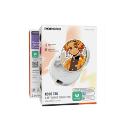 شارة روبو تاج بادج ماجيك برو من بورودو بشاشة دائرية 1.85 بوصة - أبيض Porodo Robo Tag Badge Magic Pro 1.85" Circular HD Screen - White
