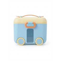 علبة وموزع حليب الأطفال المحمول بتصميم سيارة مع مؤشر سعة ومقبض (أزرق وأصفر) Portable Baby Milk Powder Dispenser Container Car Design (Blue & Yellow)