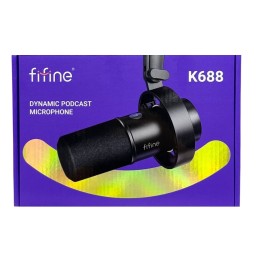 ميكروفون ديناميكي احترافي فاي فاين للبودكاست والاستوديو بمنفذي USB وXLR (طراز Fifine K688) Fifine K688 Dynamic Podcast Microphone with USB & XLR Dual Outputs