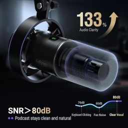 ميكروفون ديناميكي احترافي فاي فاين للبودكاست والاستوديو بمنفذي USB وXLR (طراز Fifine K688) Fifine K688 Dynamic Podcast Microphone with USB & XLR Dual Outputs