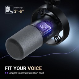 ميكروفون ديناميكي احترافي فاي فاين للبودكاست والاستوديو بمنفذي USB وXLR (طراز Fifine K688) Fifine K688 Dynamic Podcast Microphone with USB & XLR Dual Outputs