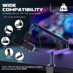 ذراع تثبيت ميكروفون مكتبي احترافي منخفض الارتفاع فاي فاين (طراز Fifine BM88) Fifine BM88 Low-Profile Premium Boom Arm Stand